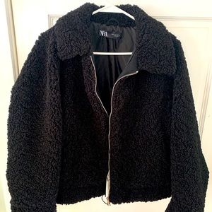 ZARA Black faux shearling Jacket
